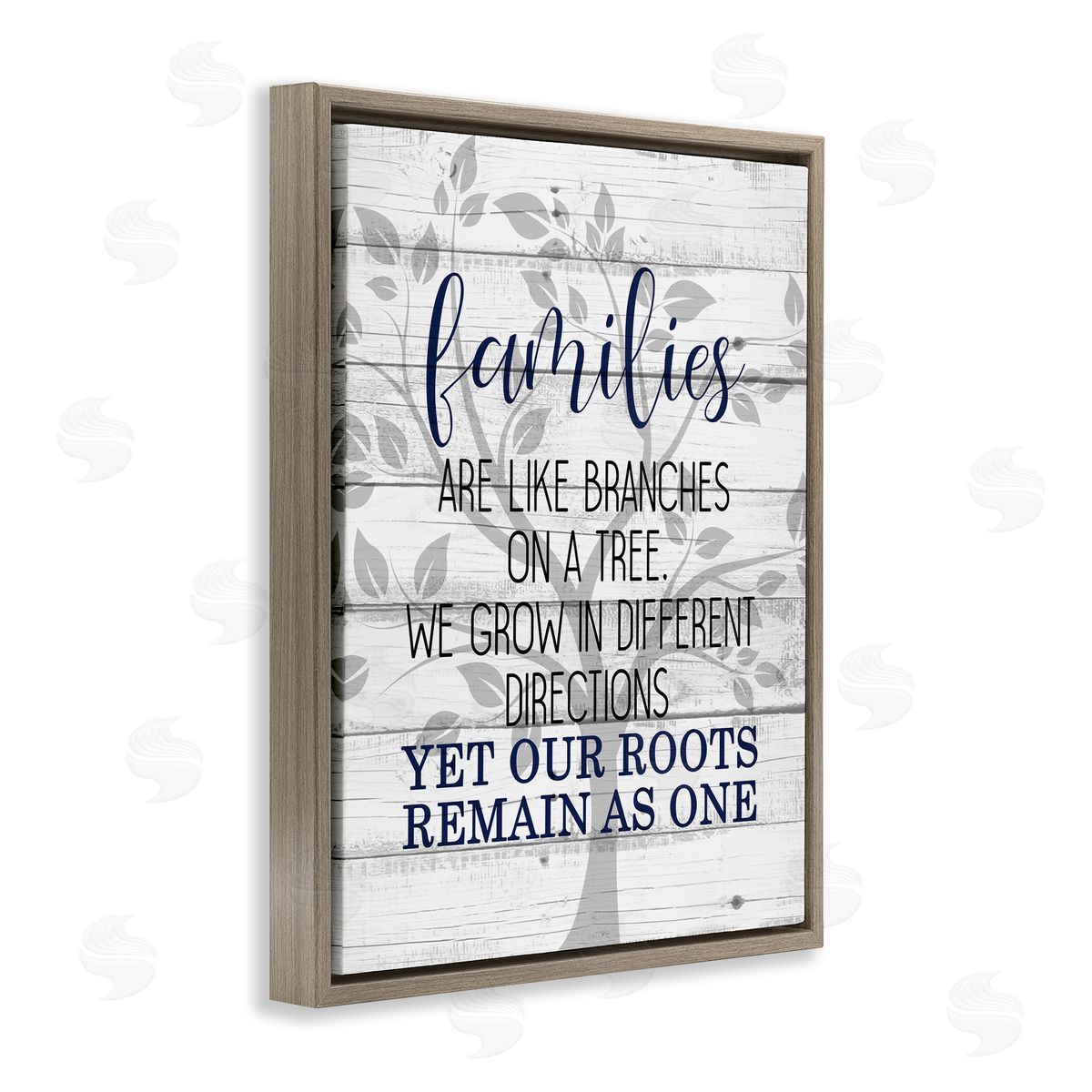Family Branches and Roots Brown Floating Frame Canvas Wall Art, Home Decor by Kim Allen