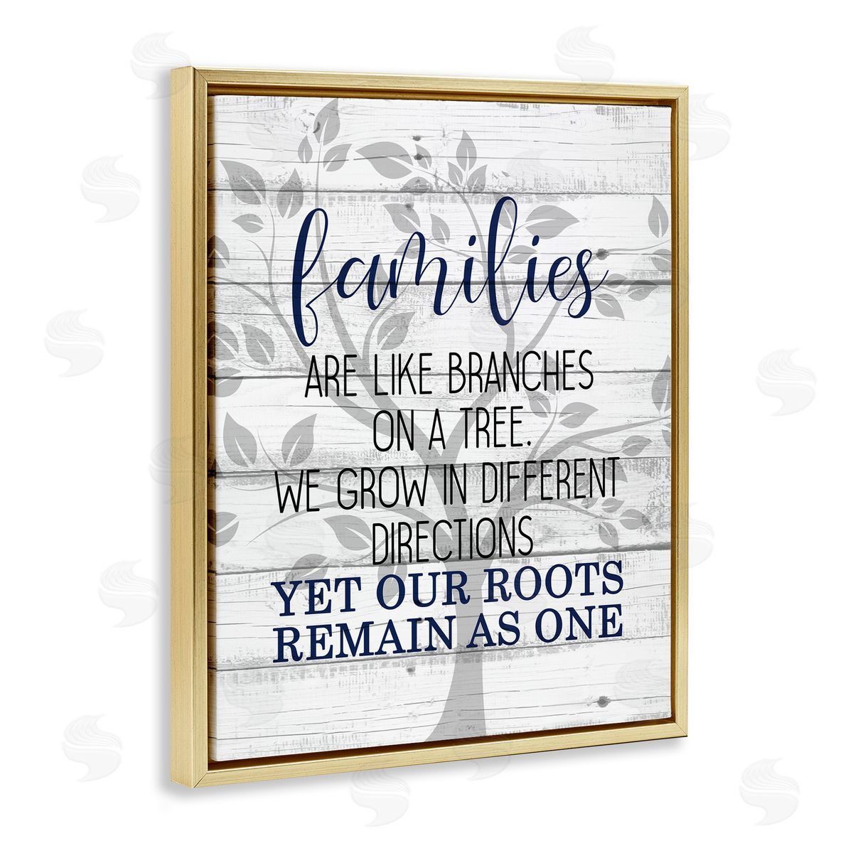 Family Branches and Roots Gold Floating Frame Canvas Wall Art, Home Decor by Kim Allen