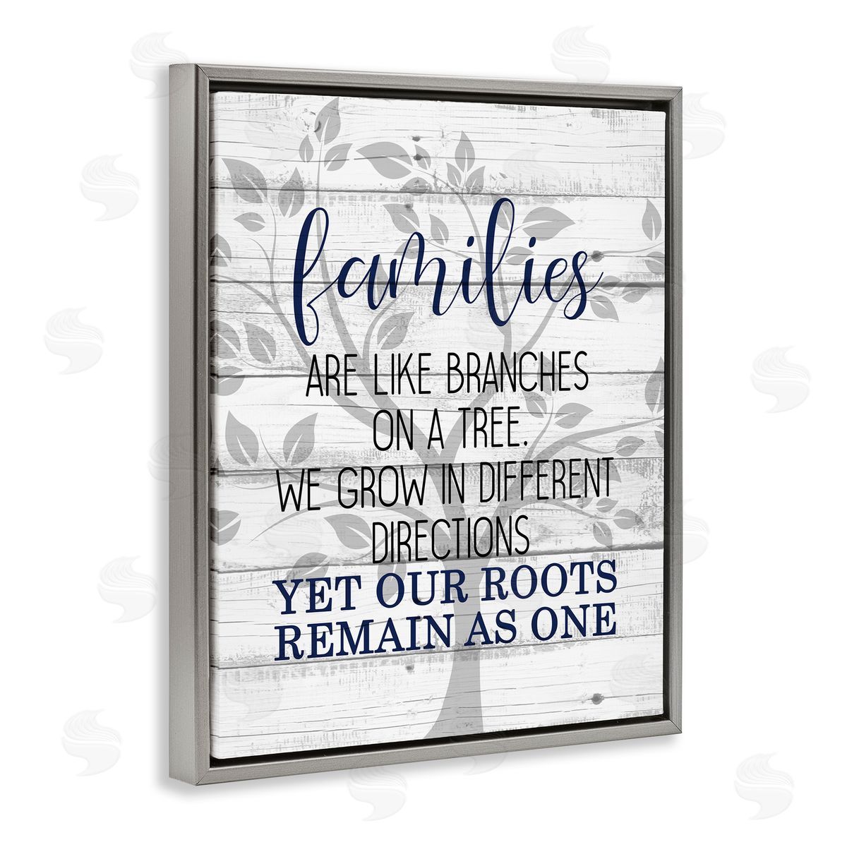 Family Branches and Roots Grey Floating Frame Canvas Wall Art, Home Decor by Kim Allen