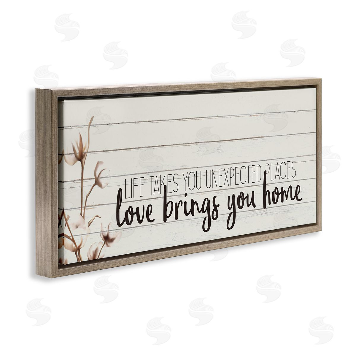 Life Unexpected Places Phrase Brown Floating Frame Canvas Wall Art, Home Decor by Kim Allen