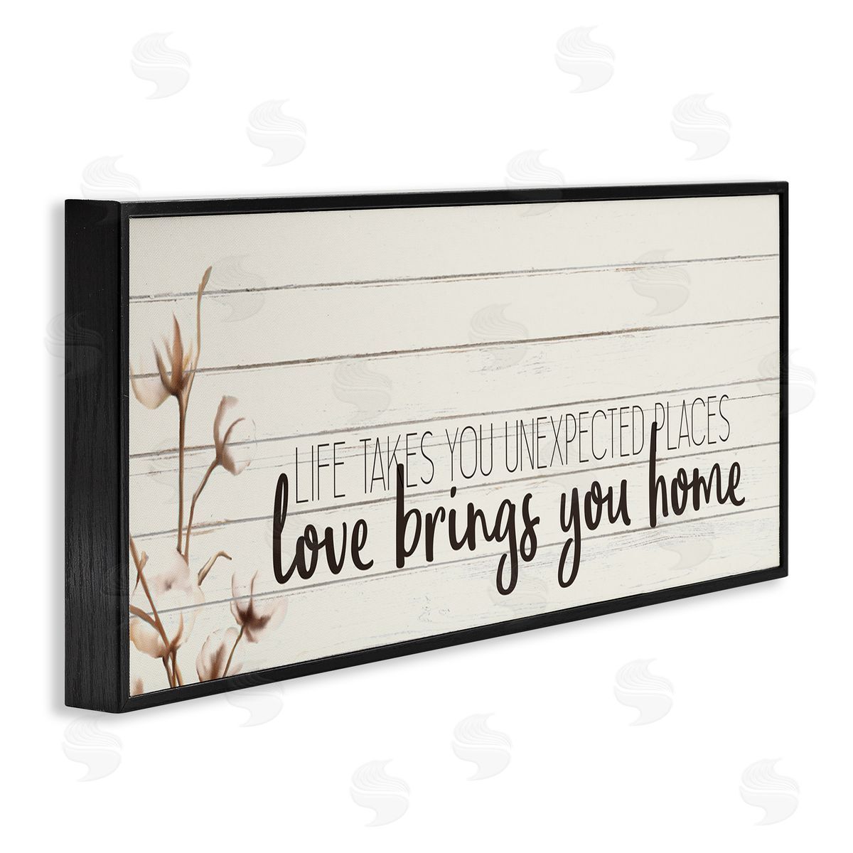 Life Unexpected Places Phrase Black Frame Print Wall Art, Home Decor by Kim Allen