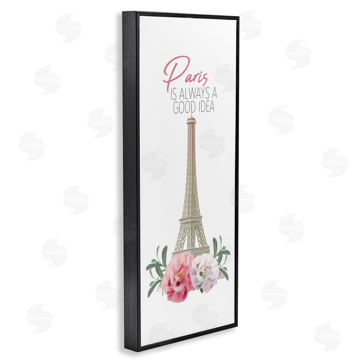 Paris Good Idea Phrase Eiffel Tower Black Frame Print Wall Art, Home Decor by Kim Allen