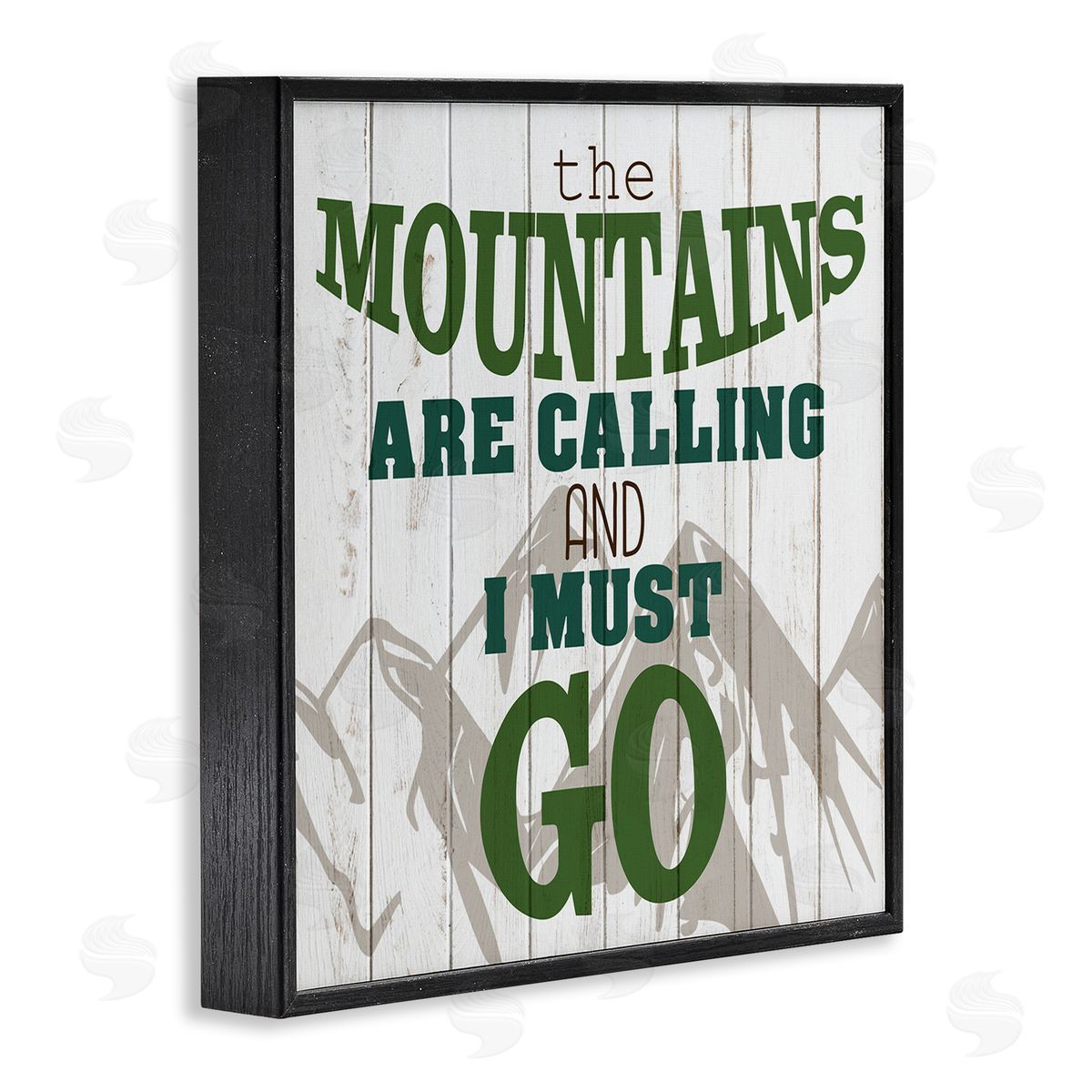 Mountains are Calling Quote Black Frame Print Wall Art, Home Decor by Kim Allen