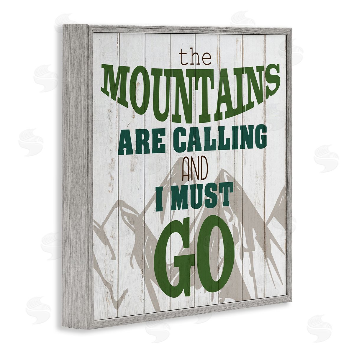 Mountains are Calling Quote Grey Frame Print Wall Art, Home Decor by Kim Allen