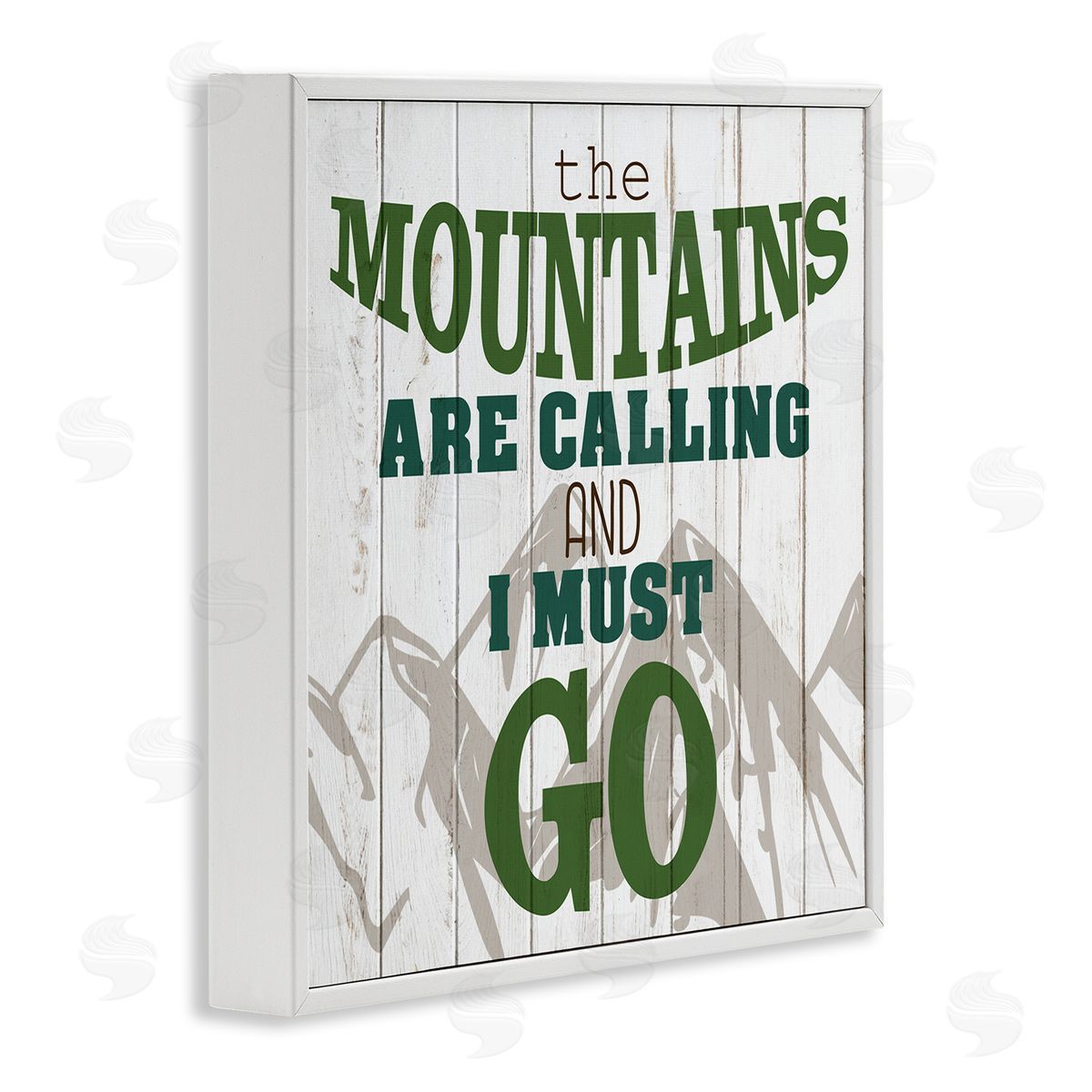 Mountains are Calling Quote White Frame Print Wall Art, Home Decor by Kim Allen