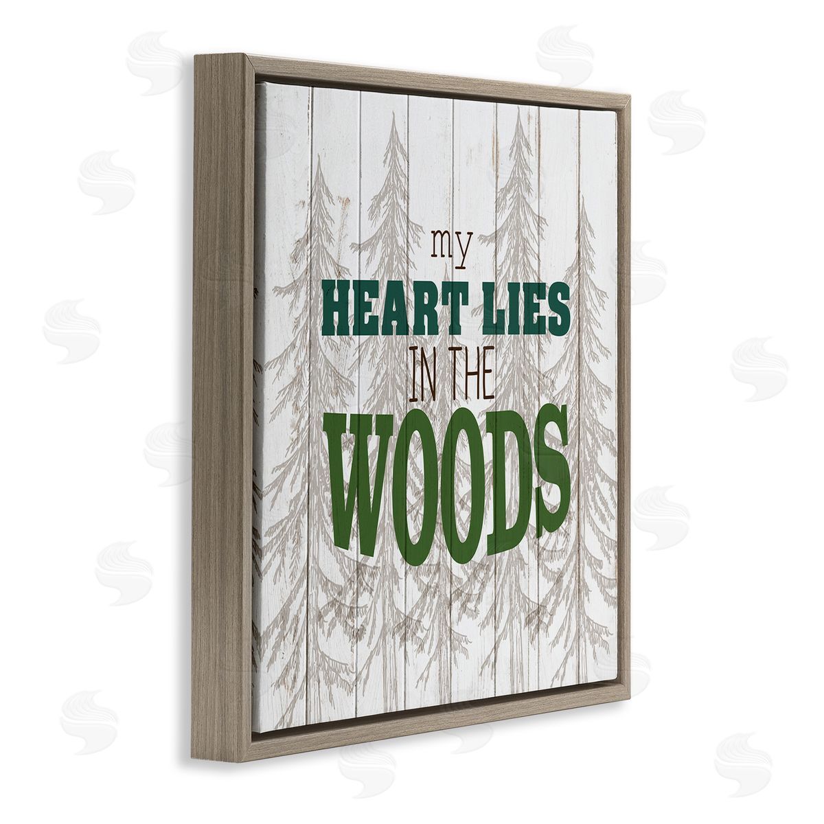 Heart Lies in Woods Quote Brown Floating Frame Canvas Wall Art, Home Decor by Kim Allen