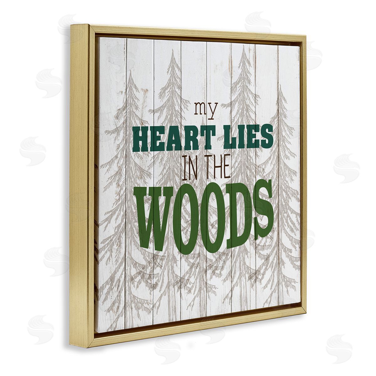 Heart Lies in Woods Quote Gold Floating Frame Canvas Wall Art, Home Decor by Kim Allen