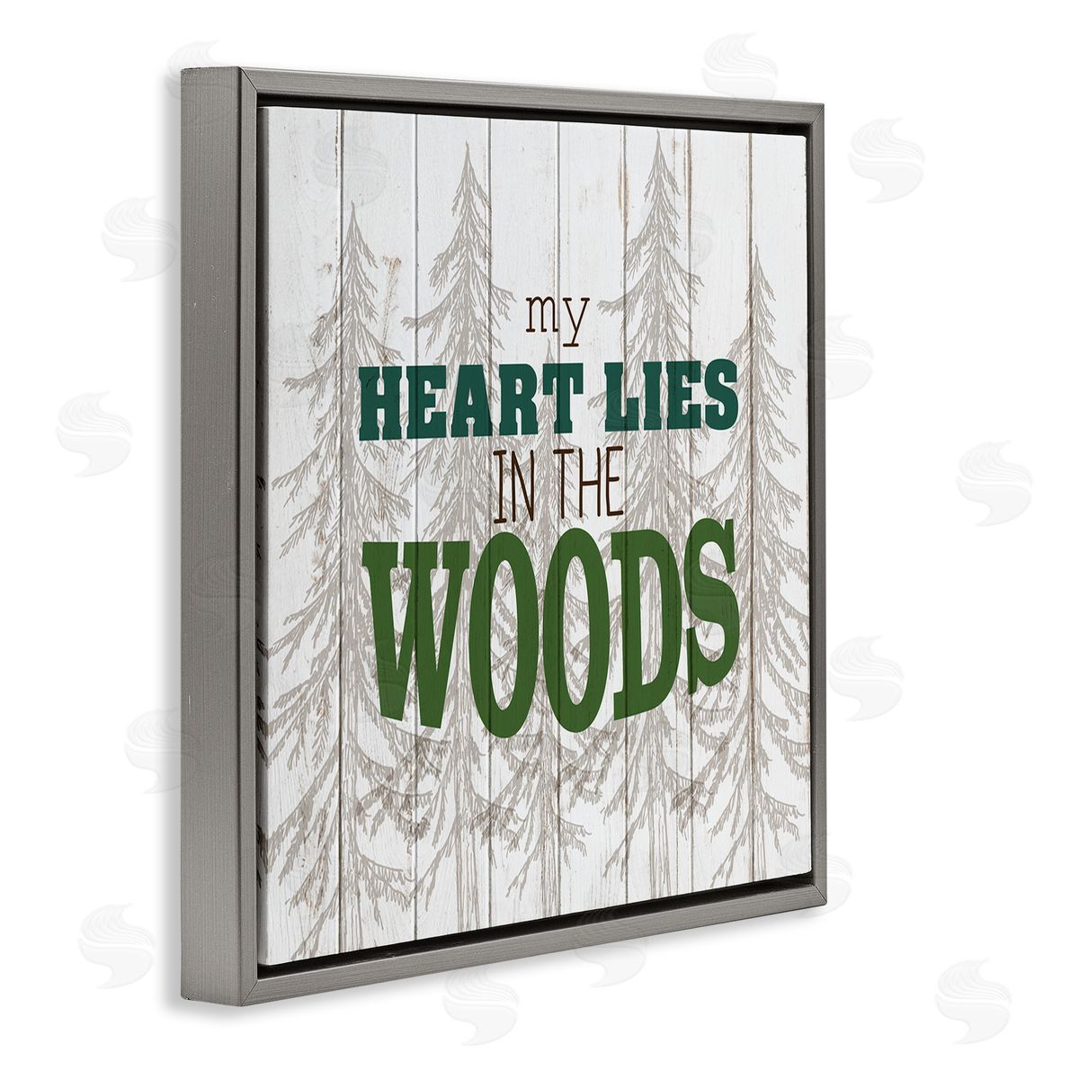 Heart Lies in Woods Quote Grey Floating Frame Canvas Wall Art, Home Decor by Kim Allen