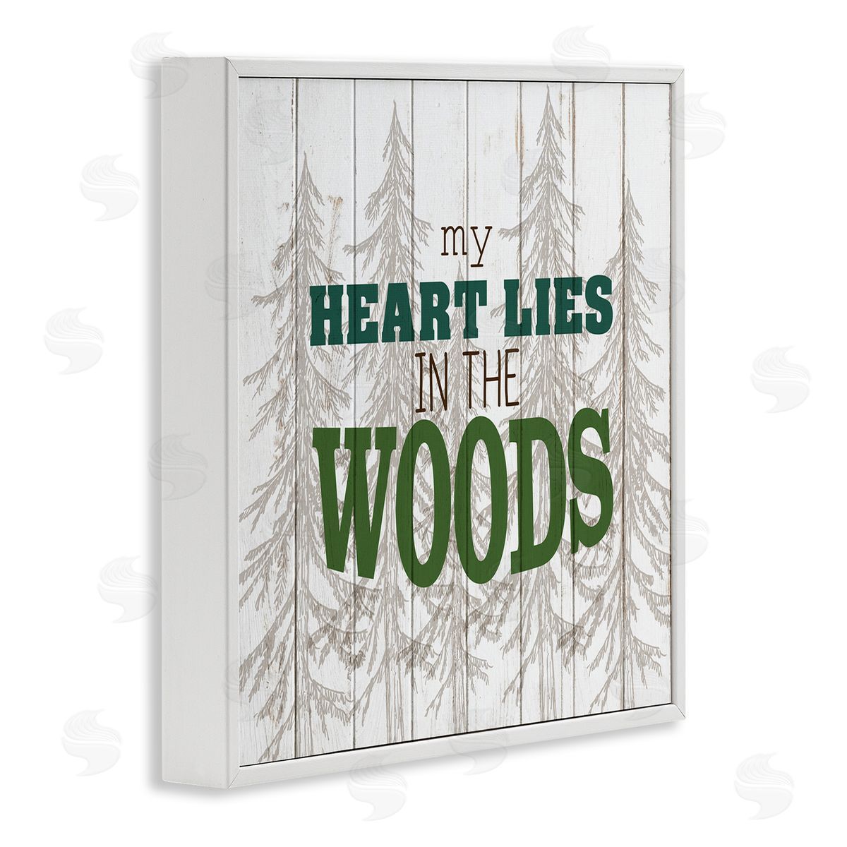 Heart Lies in Woods Quote White Frame Print Wall Art, Home Decor by Kim Allen