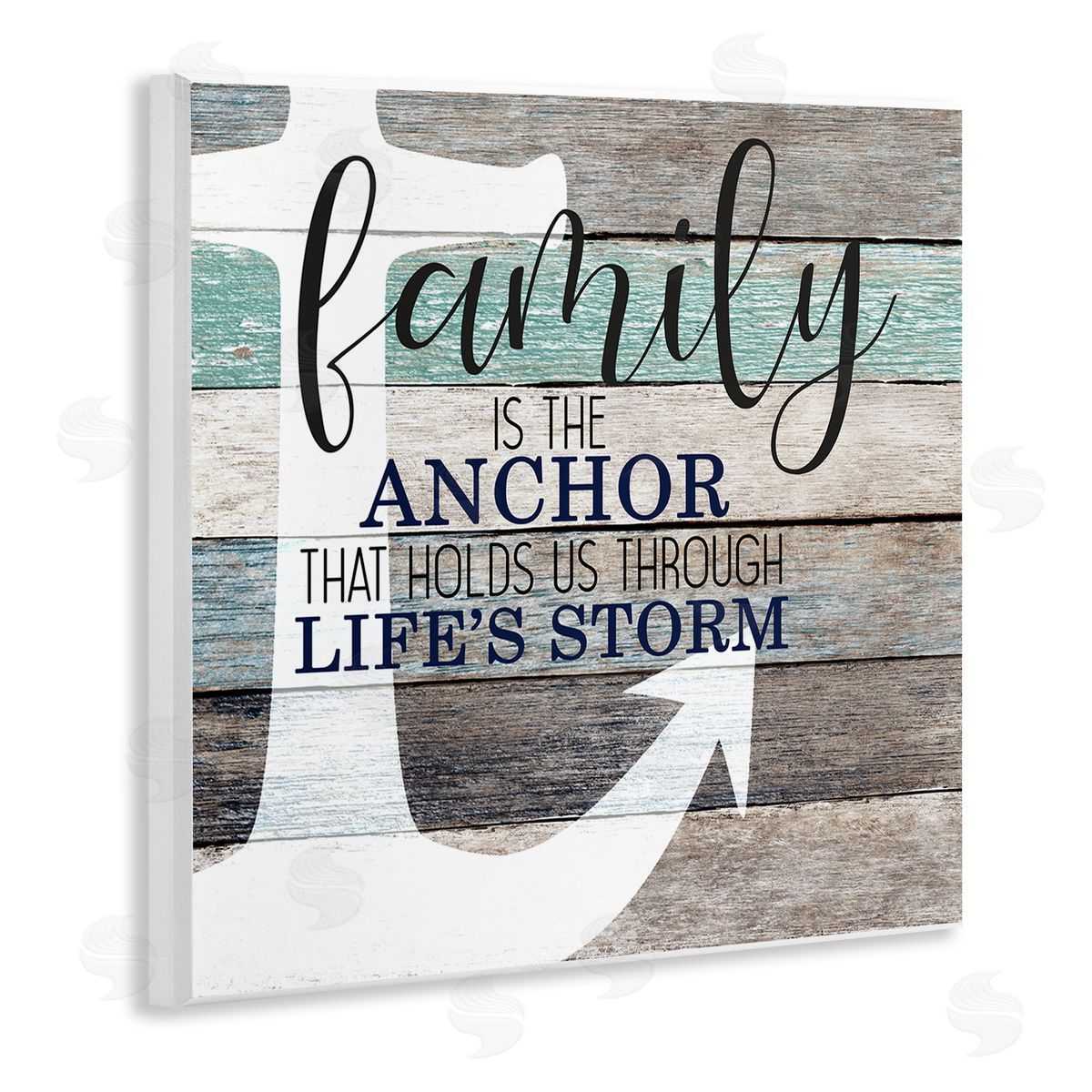 Family Anchor Through Storm Motivational Wood Plaque Wall Art, Home Decor by Kim Allen