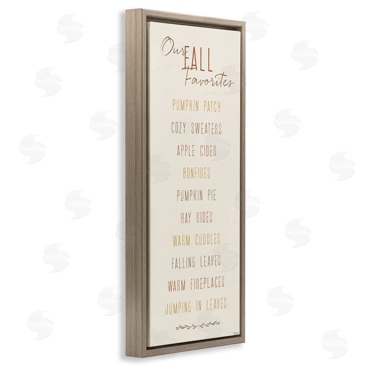 Family Fall Favorites List Brown Floating Frame Canvas Wall Art, Home Decor by Gigi Louise