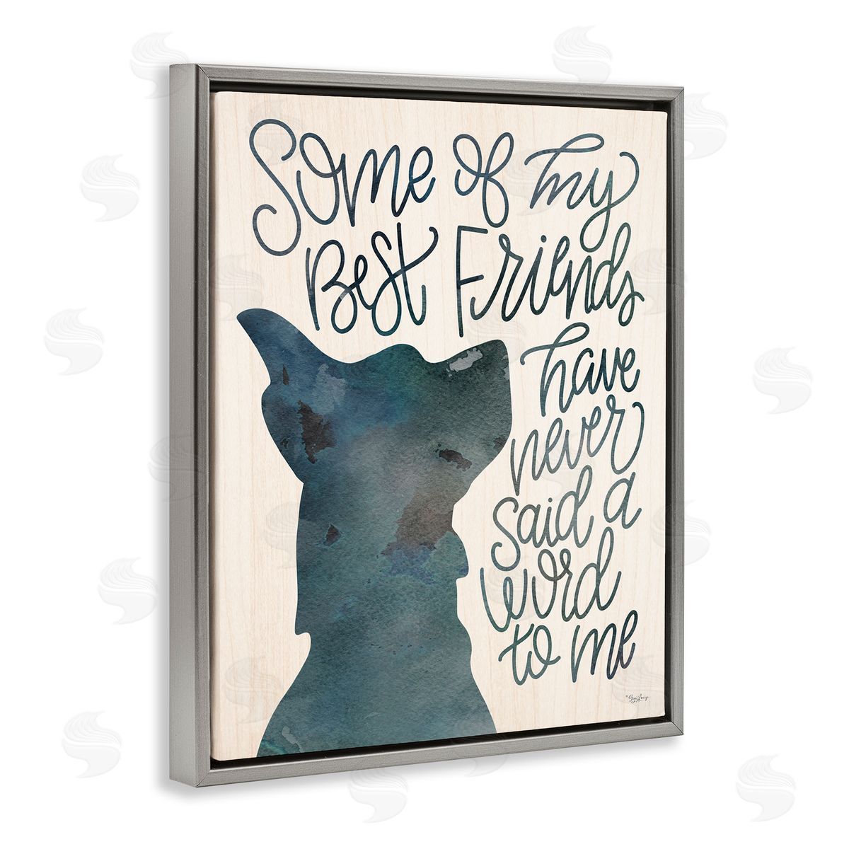 Best Friends Pet Dog Phrase Grey Floating Frame Canvas Wall Art, Home Decor by Gigi Louise