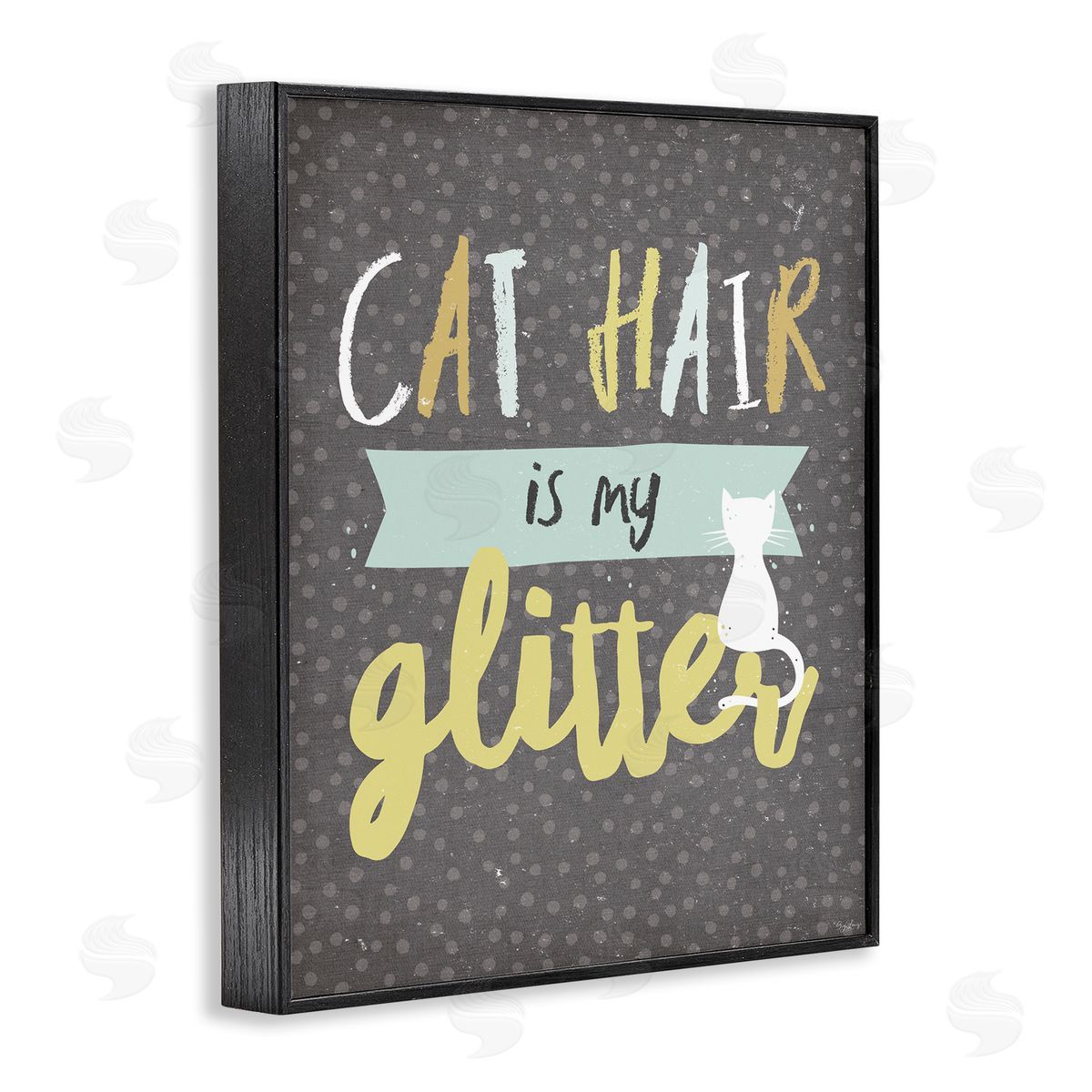 Cat Hair is My Glitter Black Frame Print Wall Art, Home Decor by Gigi Louise