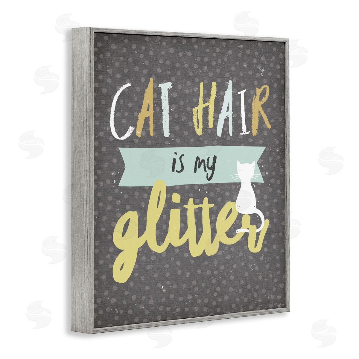 Cat Hair is My Glitter Grey Frame Print Wall Art, Home Decor by Gigi Louise