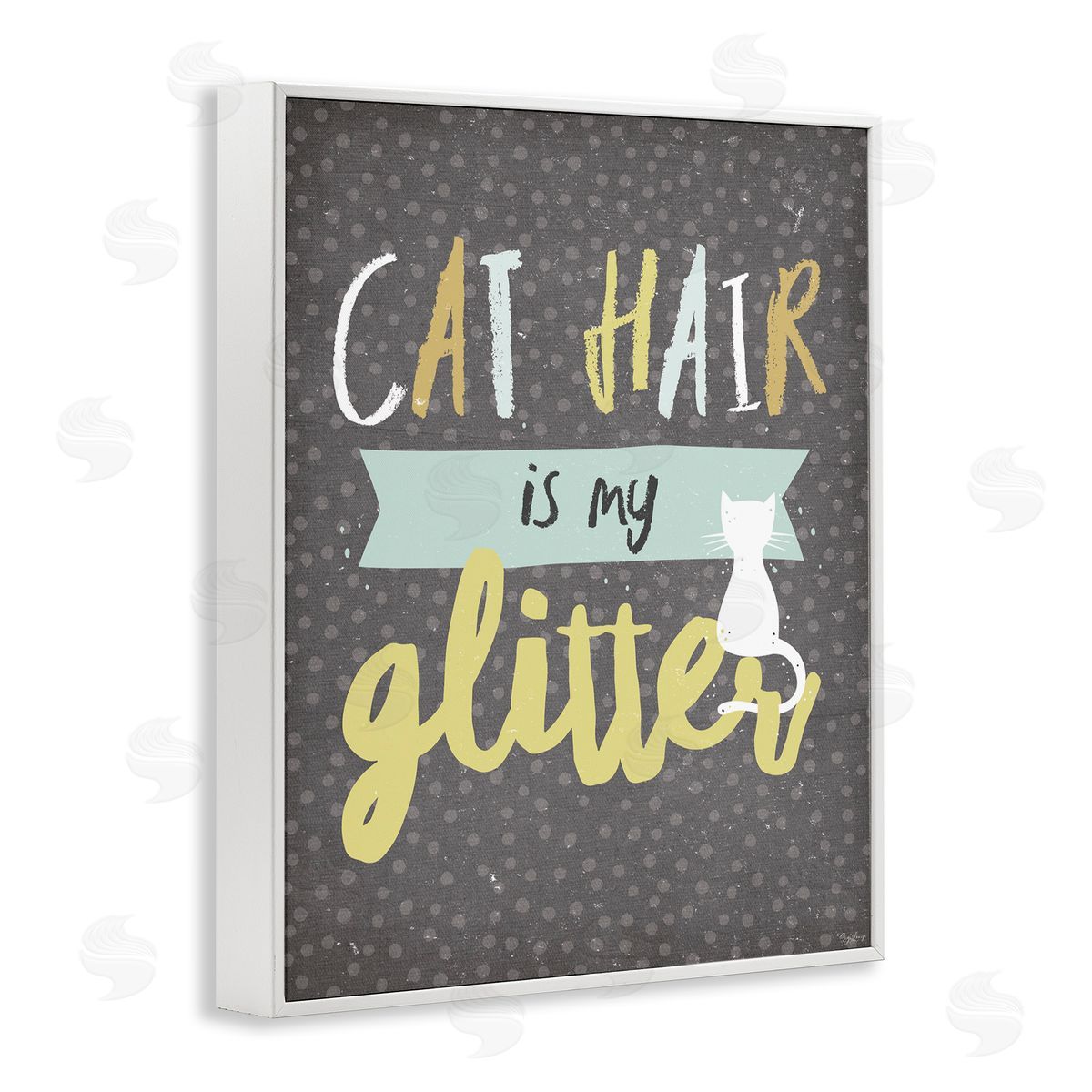 Cat Hair is My Glitter White Frame Print Wall Art, Home Decor by Gigi Louise