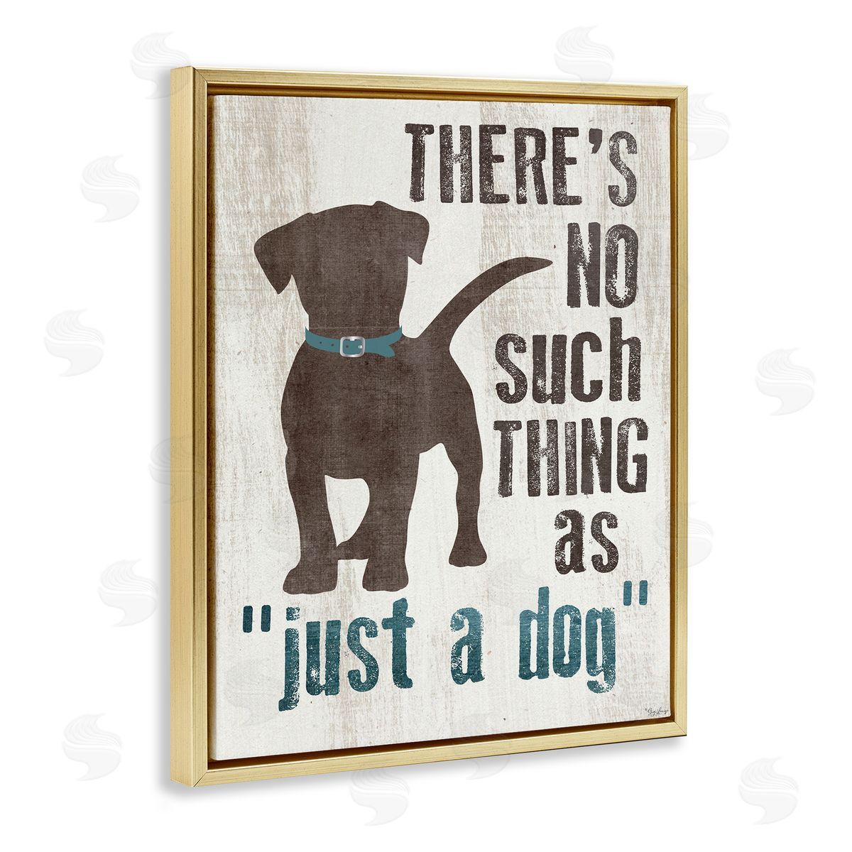 Not Just a Dog Phrase Gold Floating Frame Canvas Wall Art, Home Decor by Gigi Louise