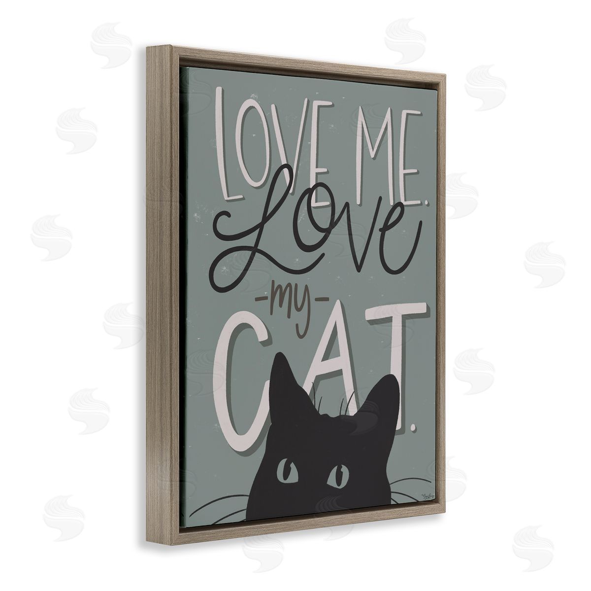 Love Me Love My Cat Brown Floating Frame Canvas Wall Art, Home Decor by Gigi Louise