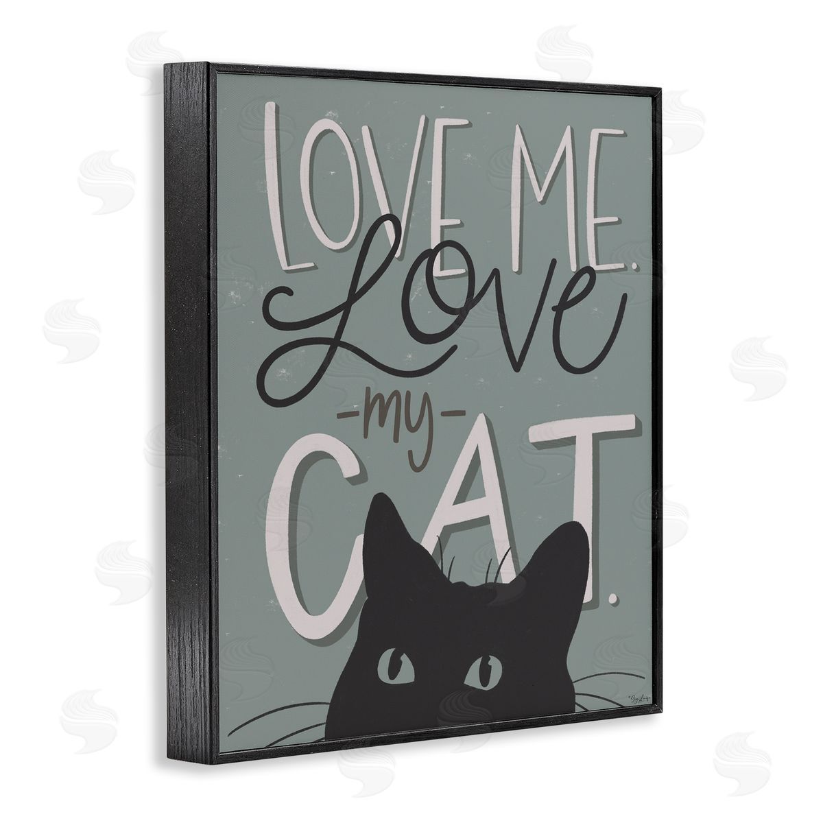 Love Me Love My Cat Black Frame Print Wall Art, Home Decor by Gigi Louise