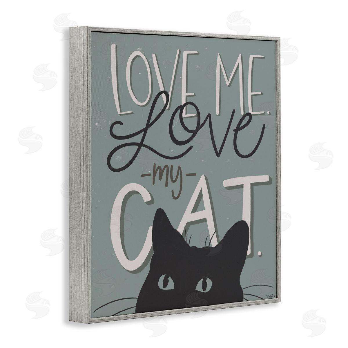Love Me Love My Cat Grey Frame Print Wall Art, Home Decor by Gigi Louise