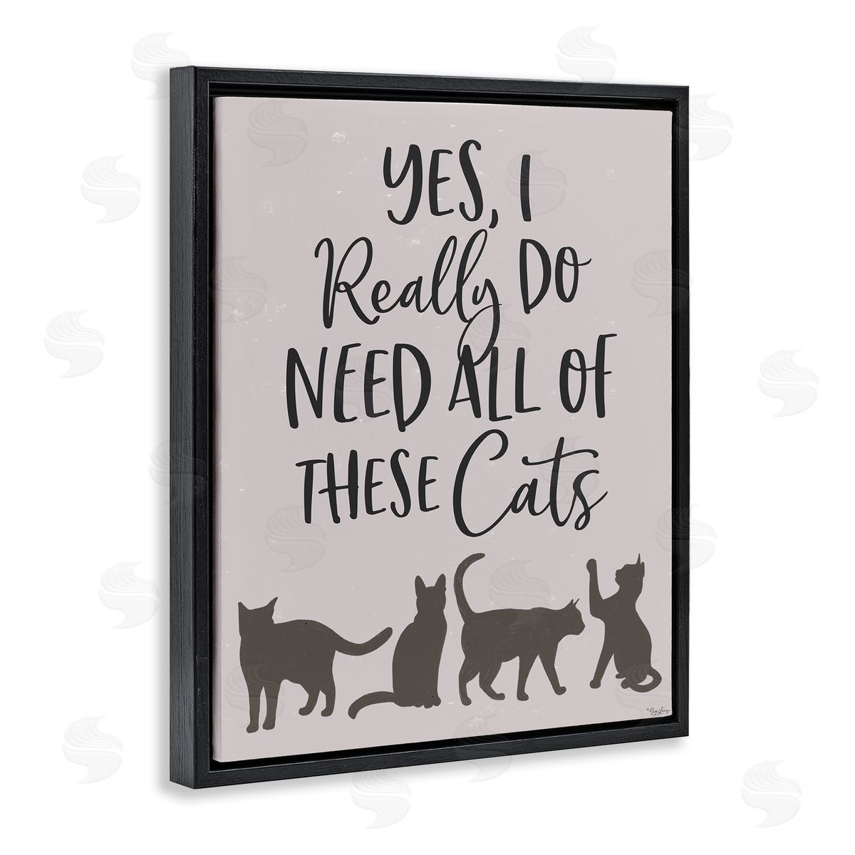 I Need All of These Cats Black Floating Frame Canvas Wall Art, Home Decor by Gigi Louise