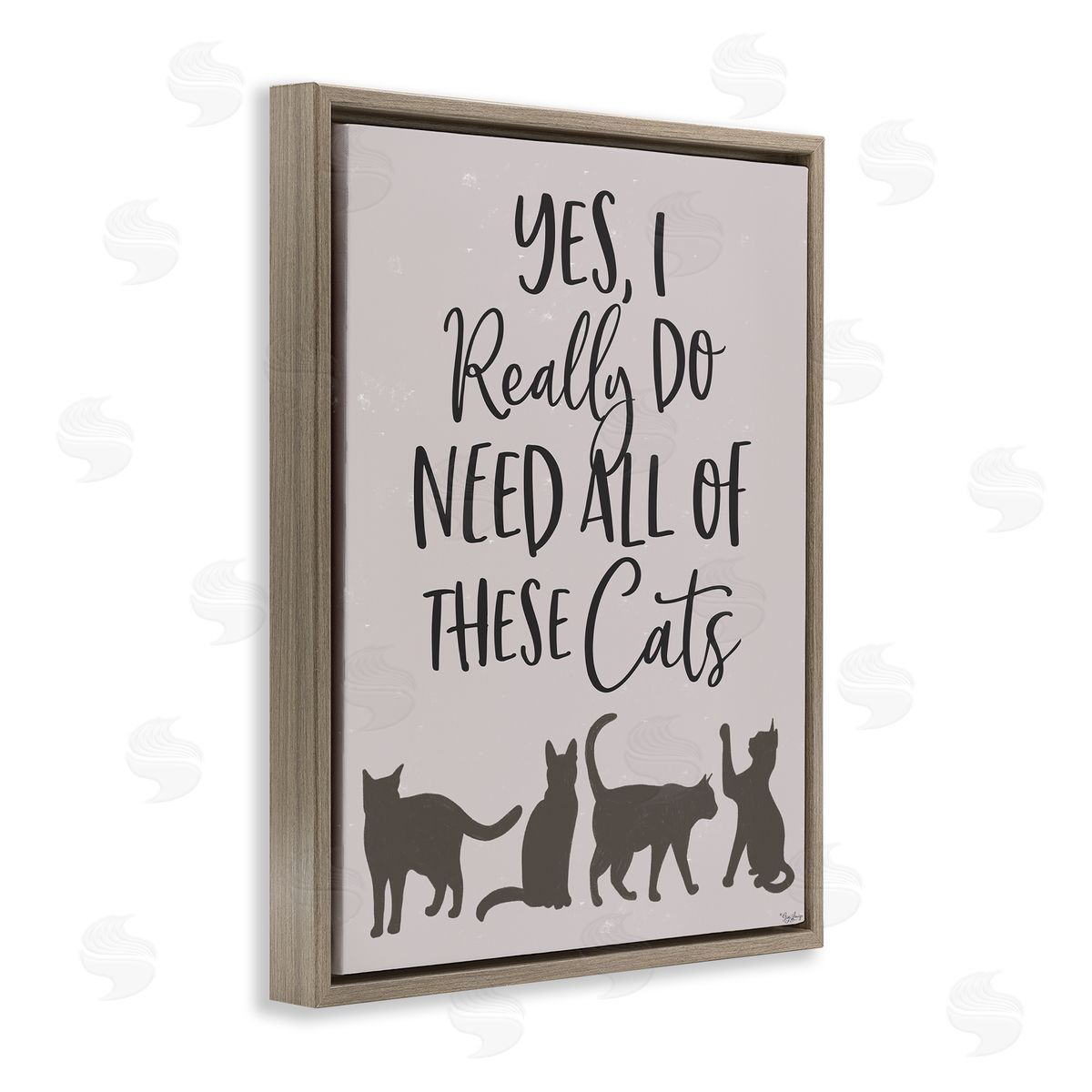 I Need All of These Cats Brown Floating Frame Canvas Wall Art, Home Decor by Gigi Louise