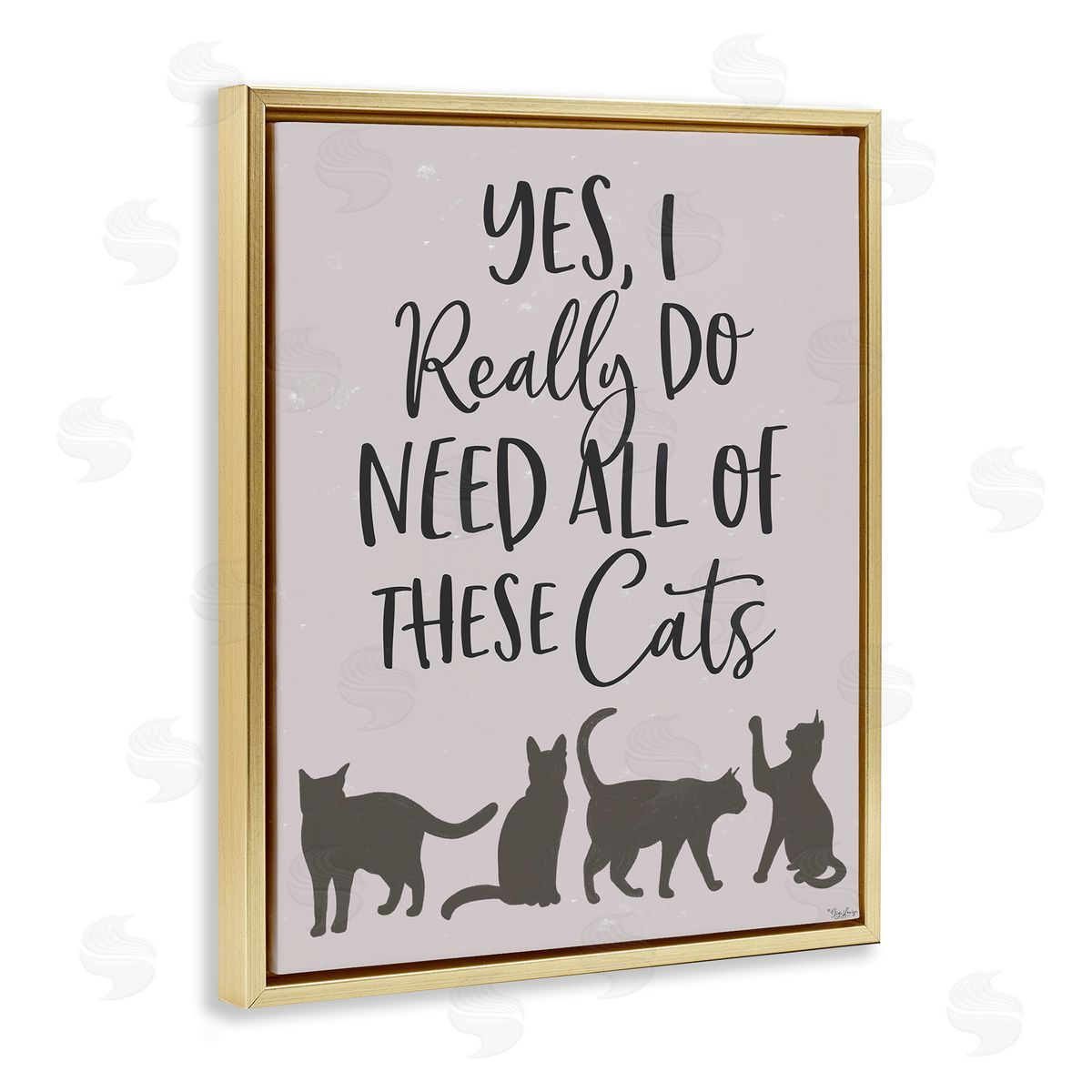 I Need All of These Cats Gold Floating Frame Canvas Wall Art, Home Decor by Gigi Louise
