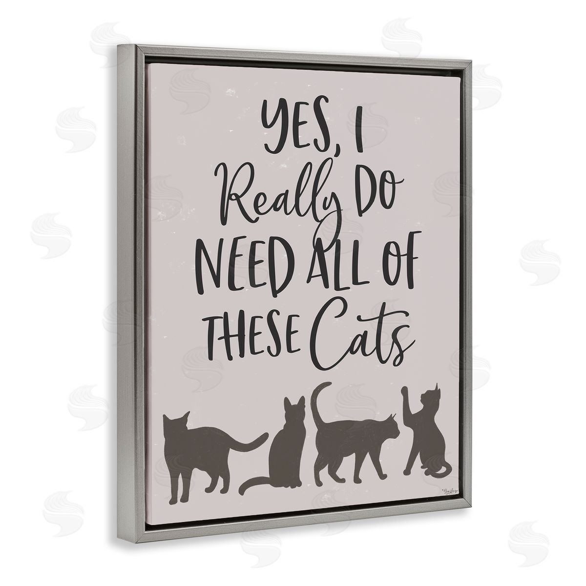 I Need All of These Cats Grey Floating Frame Canvas Wall Art, Home Decor by Gigi Louise