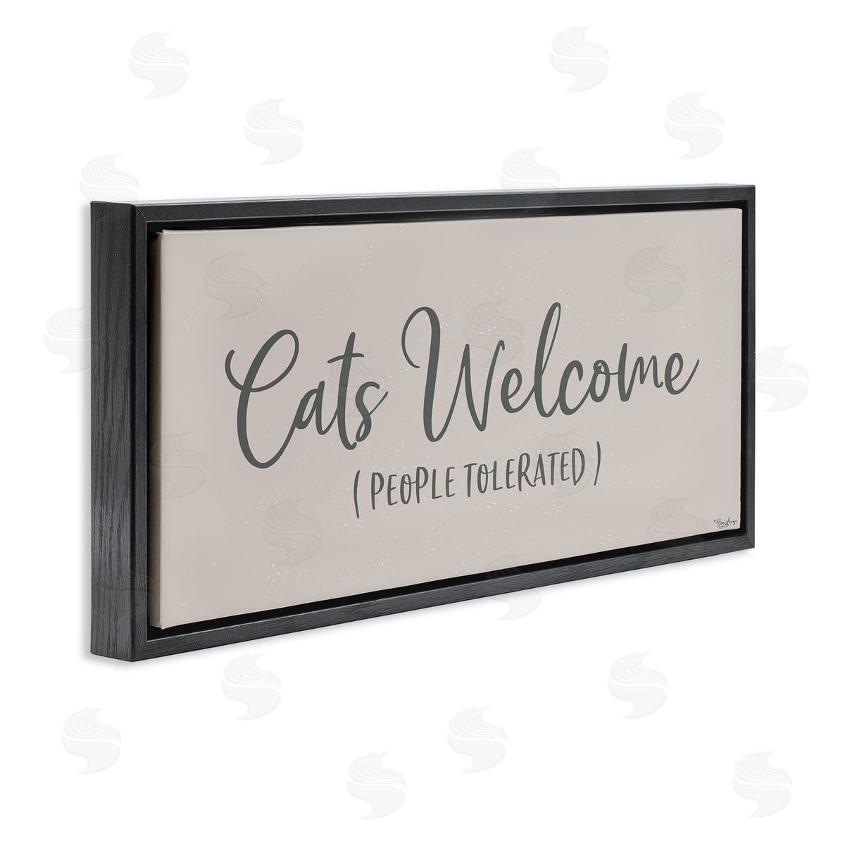 Cats Welcome People Tolerated Black Floating Frame Canvas Wall Art, Home Decor by Gigi Louise