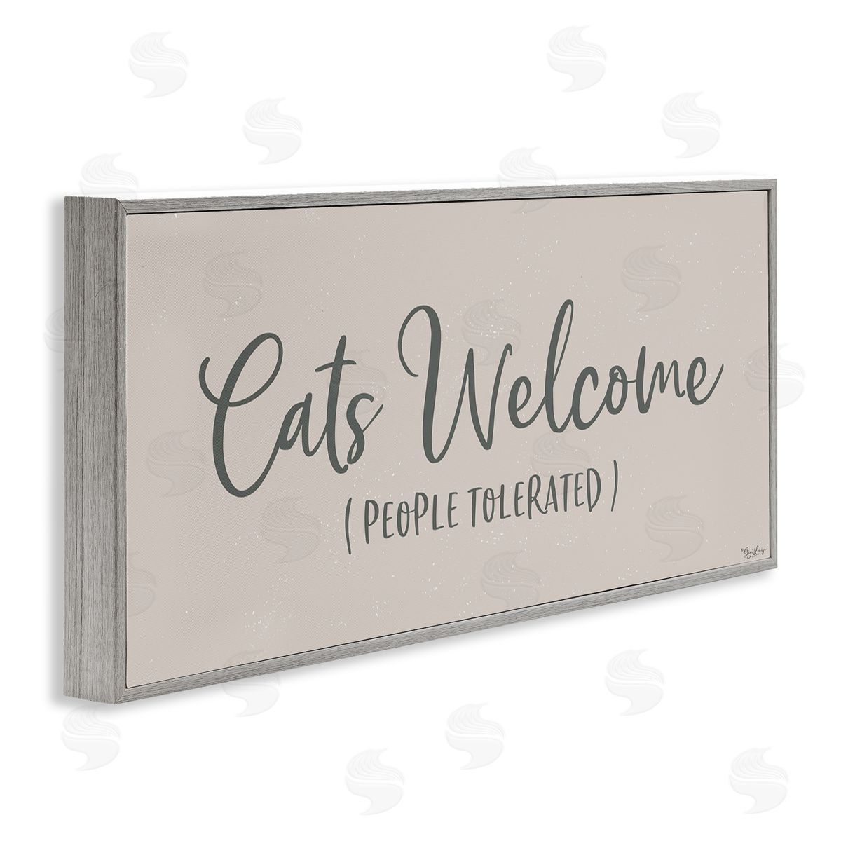 Cats Welcome People Tolerated Grey Frame Print Wall Art, Home Decor by Gigi Louise