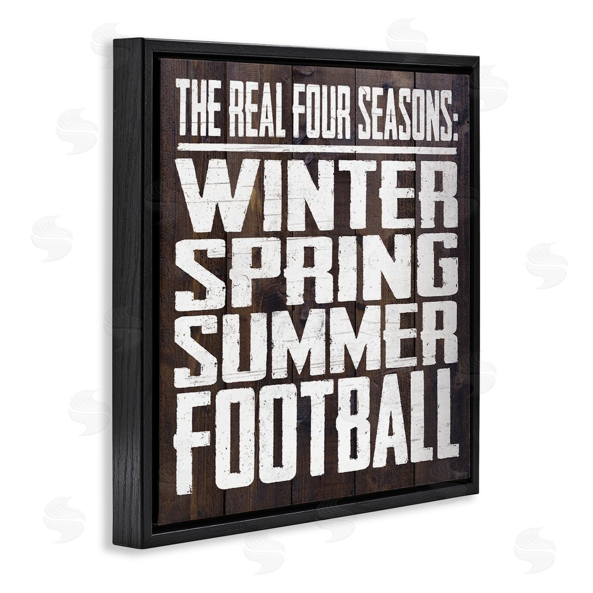 The Real Seasons Football Black Floating Frame Canvas Wall Art, Home Decor by Gigi Louise