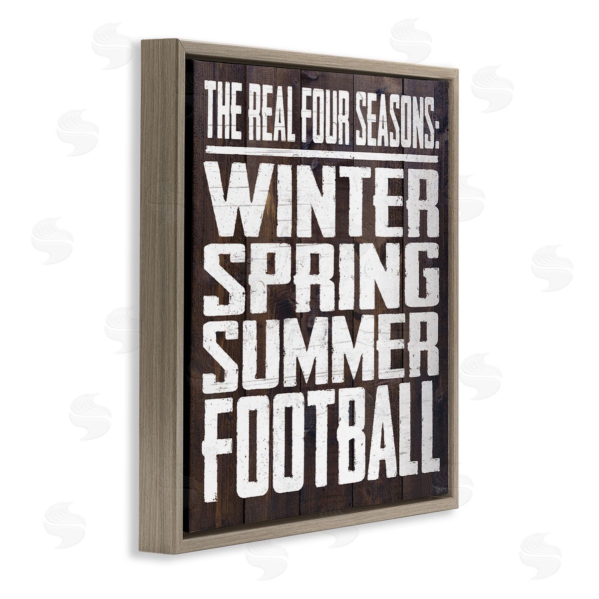 The Real Seasons Football Brown Floating Frame Canvas Wall Art, Home Decor by Gigi Louise