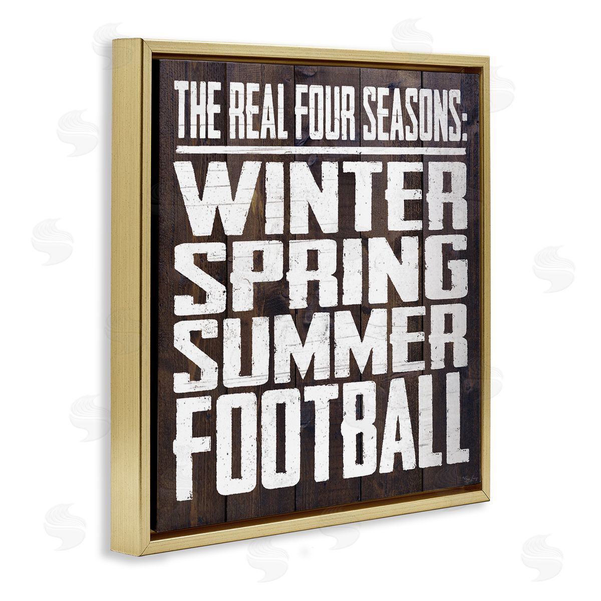 The Real Seasons Football Gold Floating Frame Canvas Wall Art, Home Decor by Gigi Louise