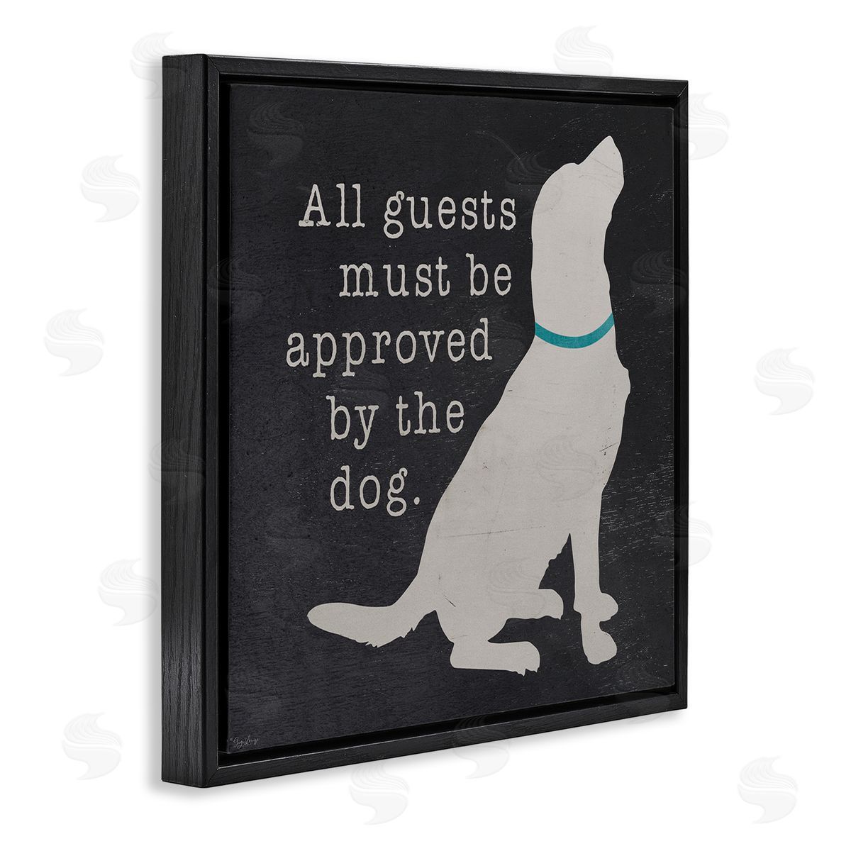 Guests Approved by Dog Black Floating Frame Canvas Wall Art, Home Decor by Gigi Louise