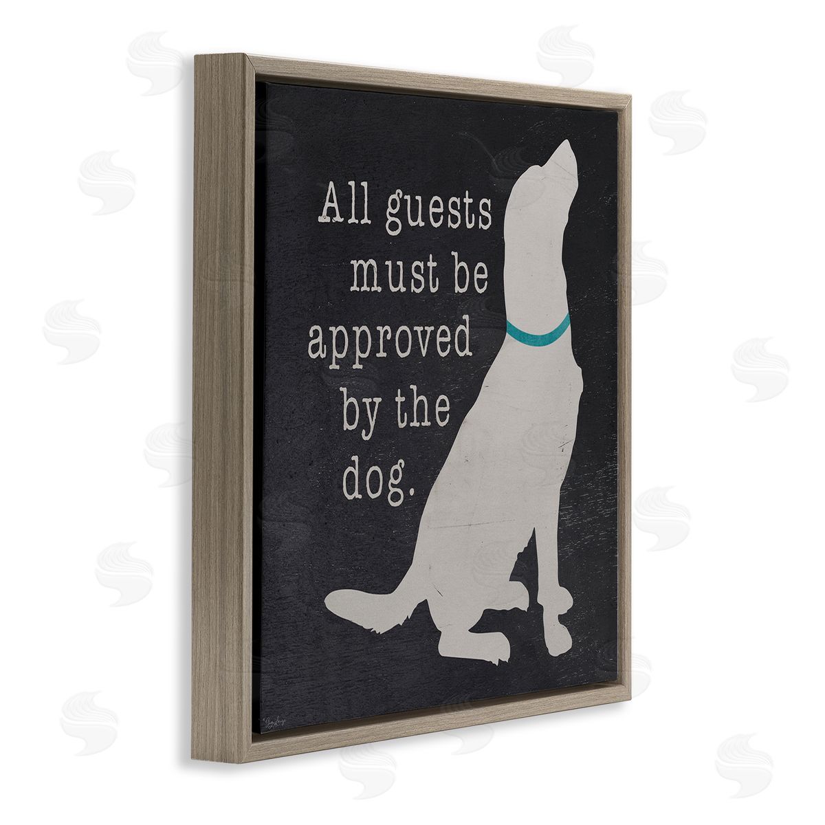 Guests Approved by Dog Brown Floating Frame Canvas Wall Art, Home Decor by Gigi Louise