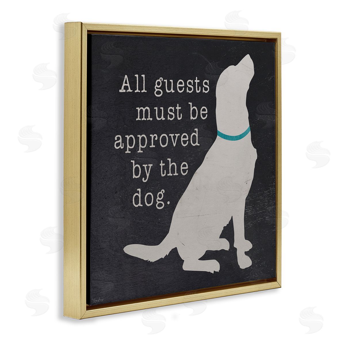 Guests Approved by Dog Gold Floating Frame Canvas Wall Art, Home Decor by Gigi Louise