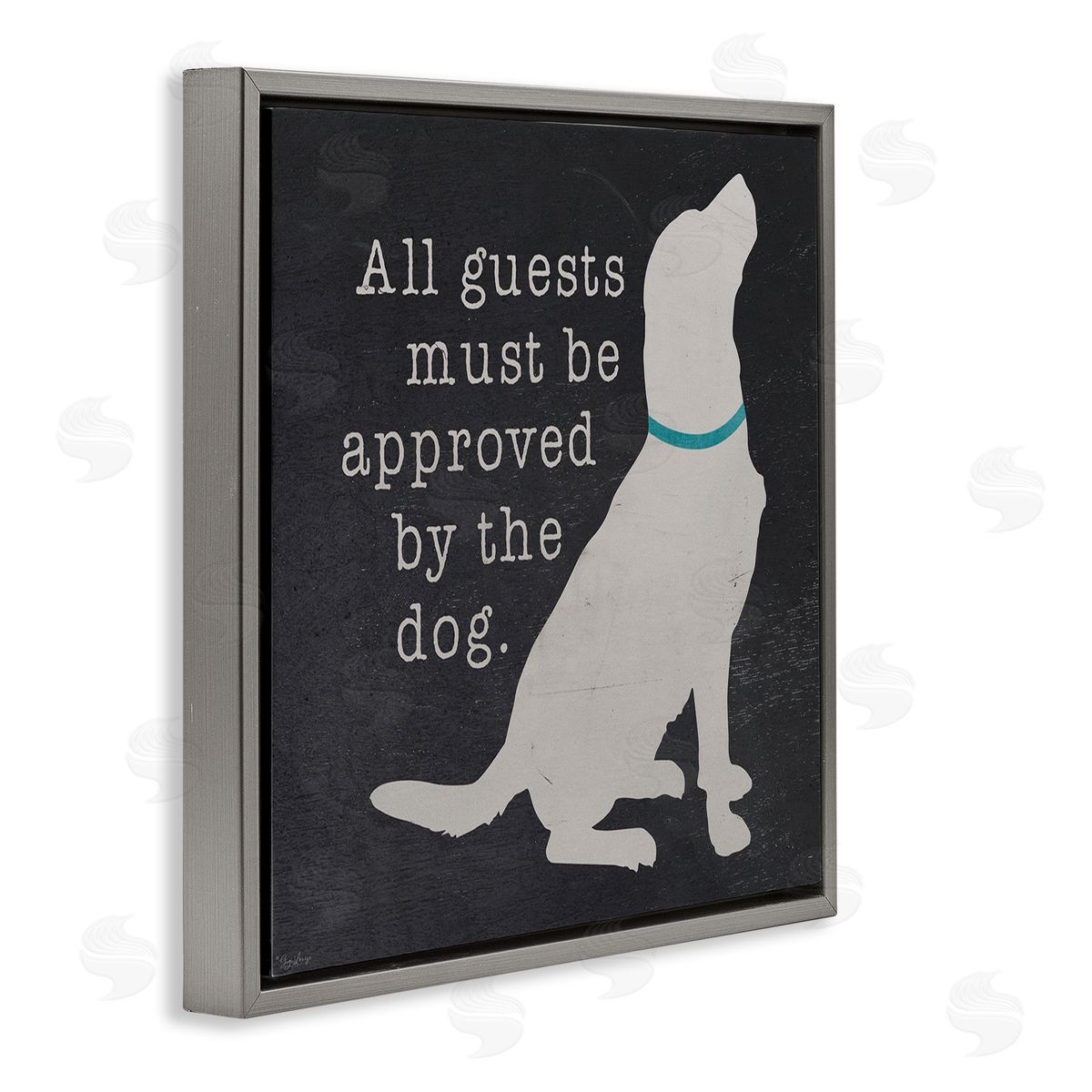 Guests Approved by Dog Grey Floating Frame Canvas Wall Art, Home Decor by Gigi Louise