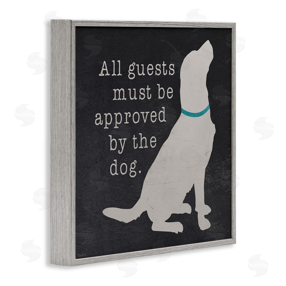 Guests Approved by Dog Grey Frame Print Wall Art, Home Decor by Gigi Louise