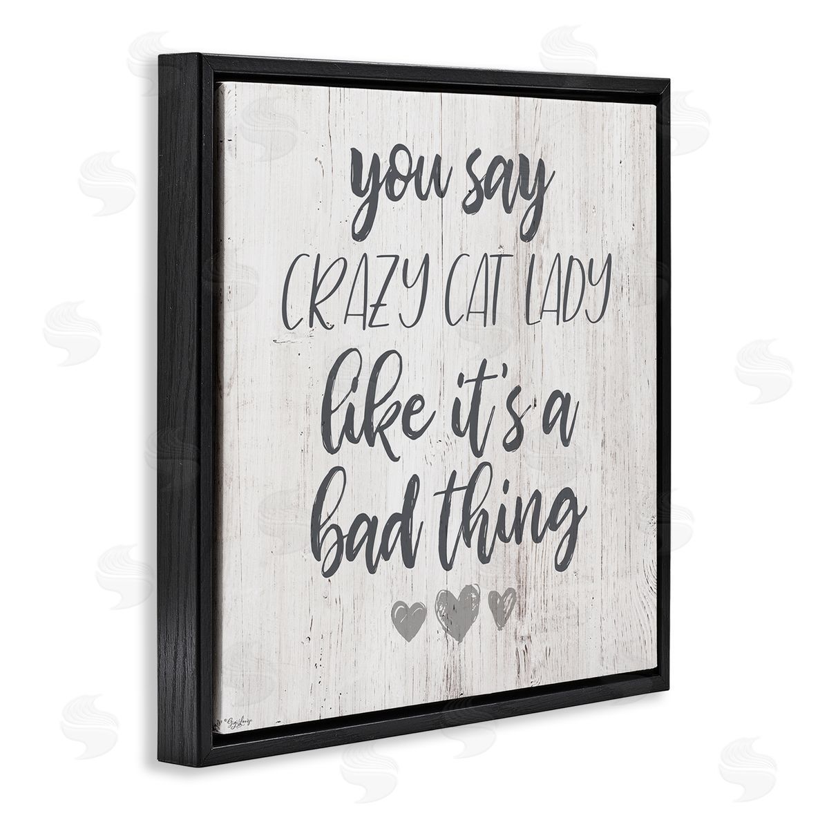 Funny Crazy Cat Lady Phrase Black Floating Frame Canvas Wall Art, Home Decor by Gigi Louise