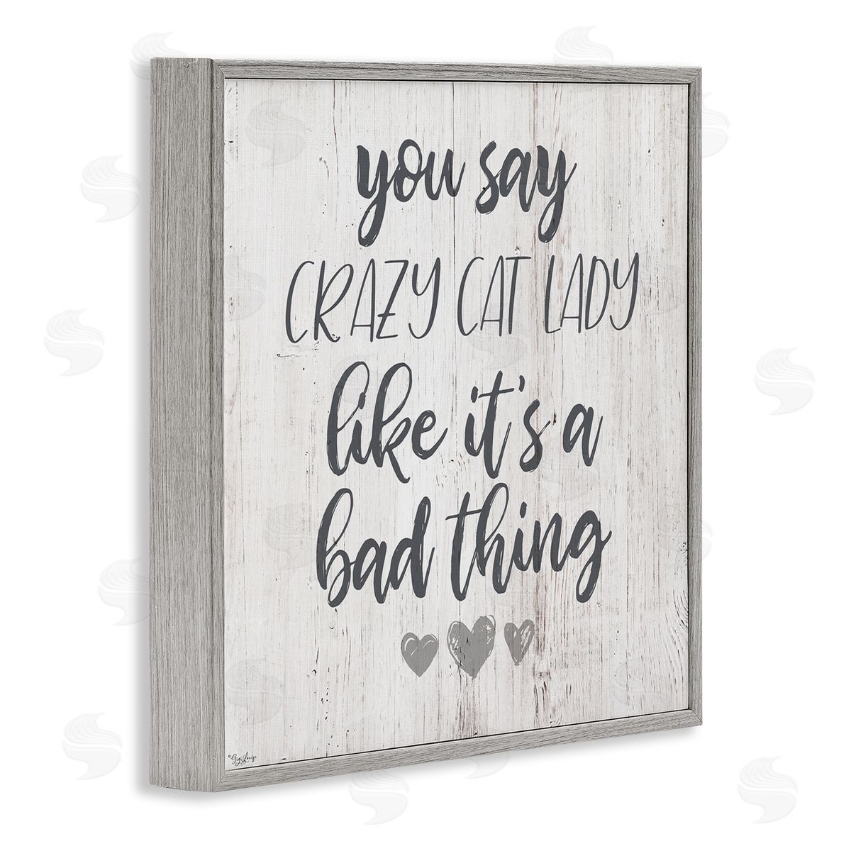 Funny Crazy Cat Lady Phrase Grey Frame Print Wall Art, Home Decor by Gigi Louise
