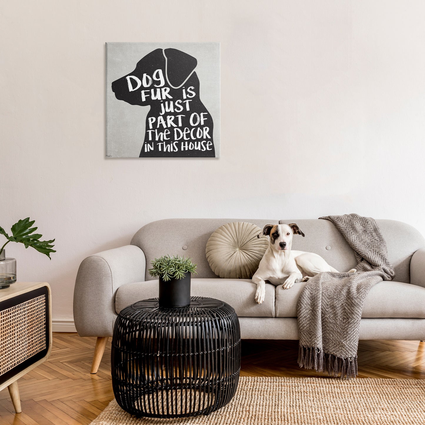 Dog Fur Funny Pet Phrase Canvas Wall Art in Room, Home Decor by Gigi Louise
