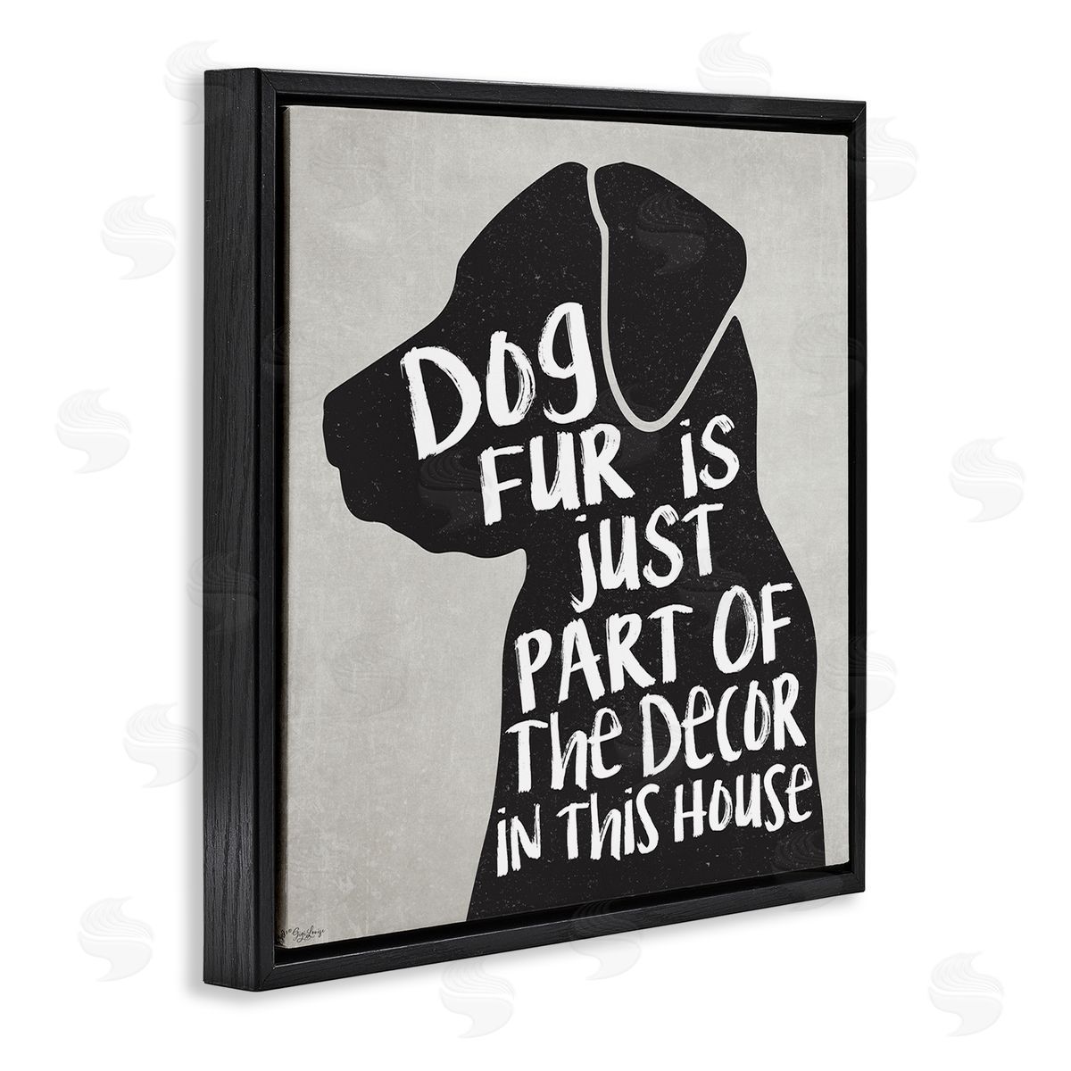 Dog Fur Funny Pet Phrase Black Floating Frame Canvas Wall Art, Home Decor by Gigi Louise