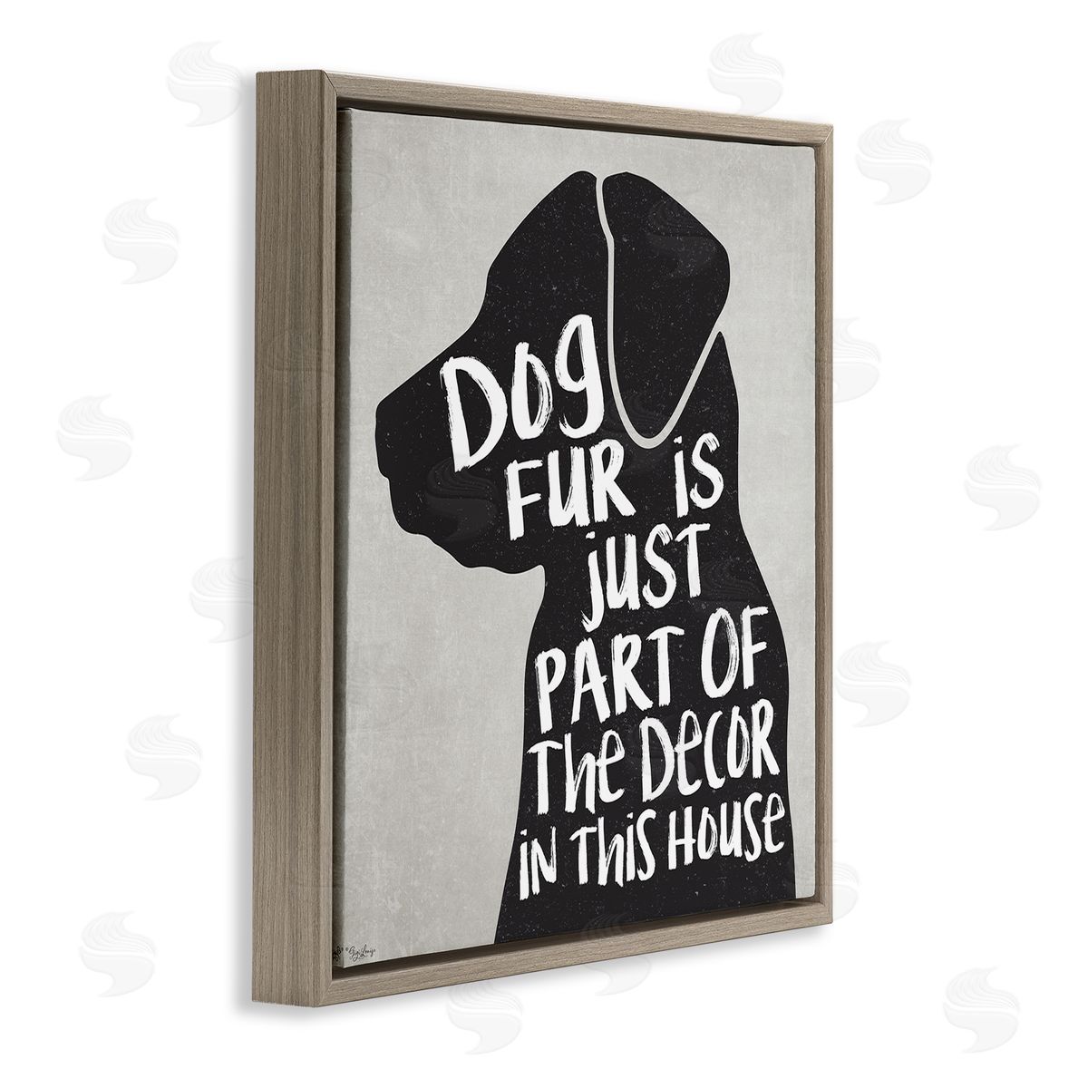Dog Fur Funny Pet Phrase Brown Floating Frame Canvas Wall Art, Home Decor by Gigi Louise
