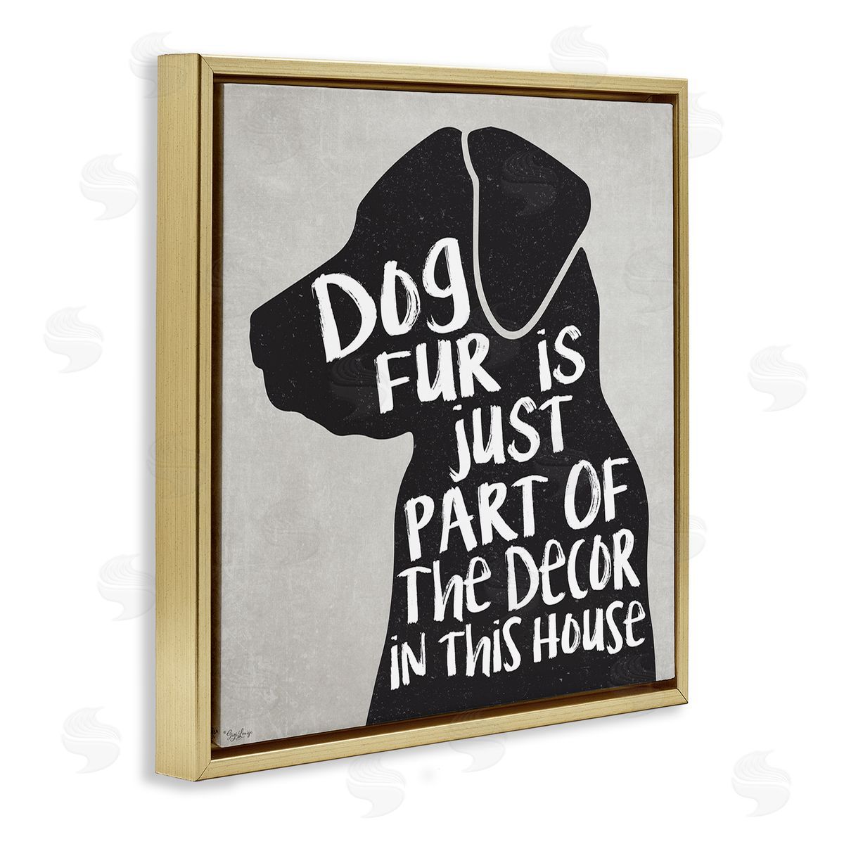 Dog Fur Funny Pet Phrase Gold Floating Frame Canvas Wall Art, Home Decor by Gigi Louise