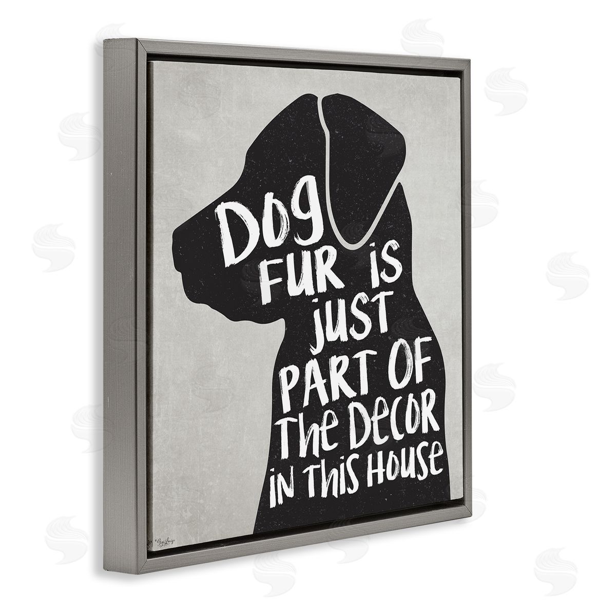Dog Fur Funny Pet Phrase Grey Floating Frame Canvas Wall Art, Home Decor by Gigi Louise