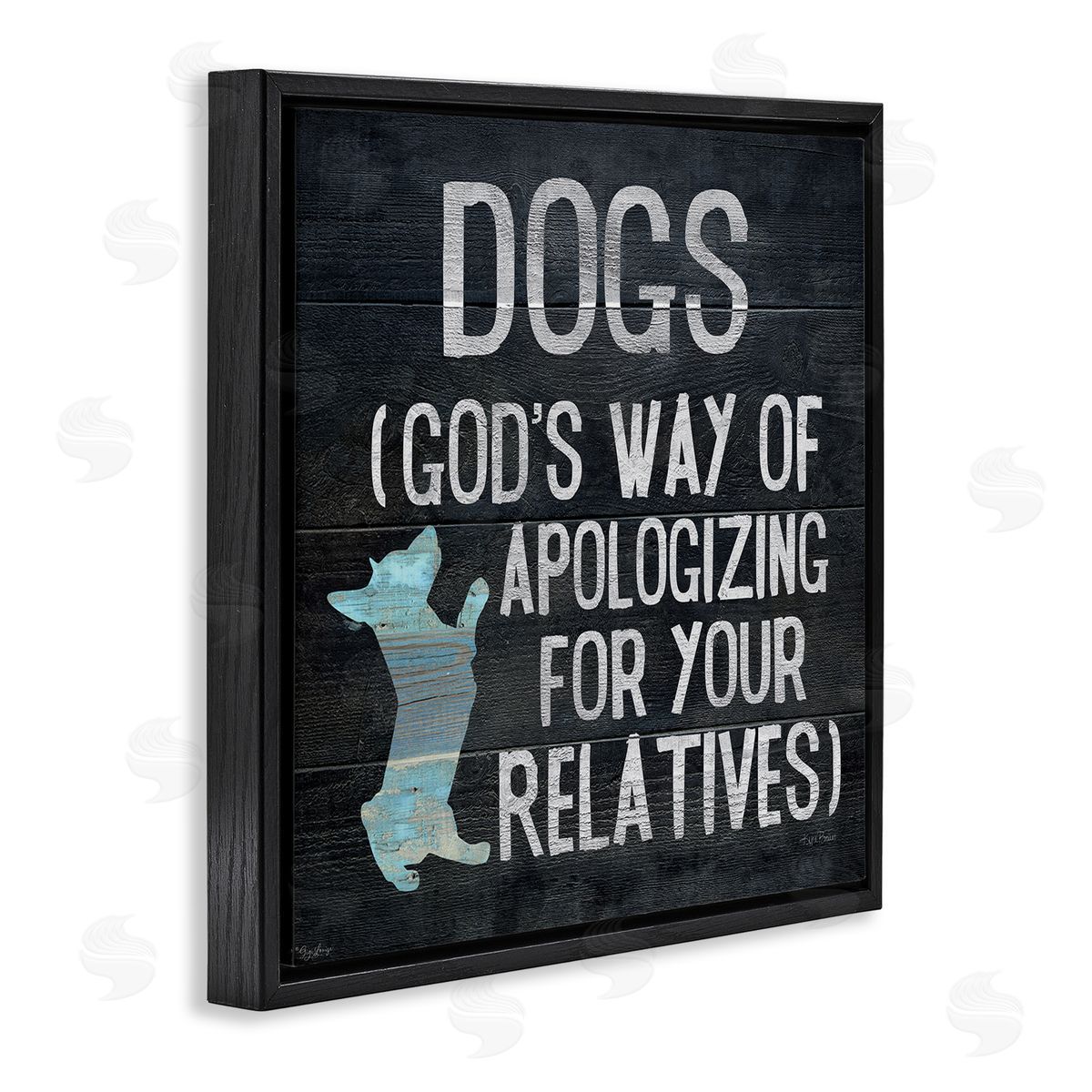 Dogs are God's Apology Phrase Black Floating Frame Canvas Wall Art, Home Decor by Gigi Louise