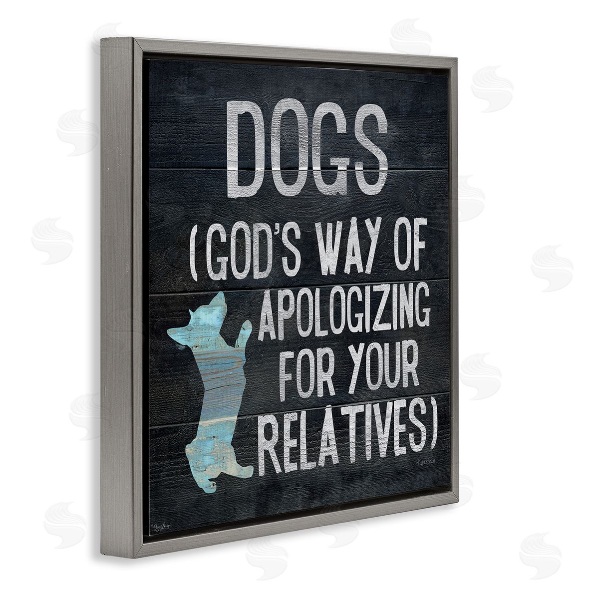 Dogs are God's Apology Phrase Grey Floating Frame Canvas Wall Art, Home Decor by Gigi Louise