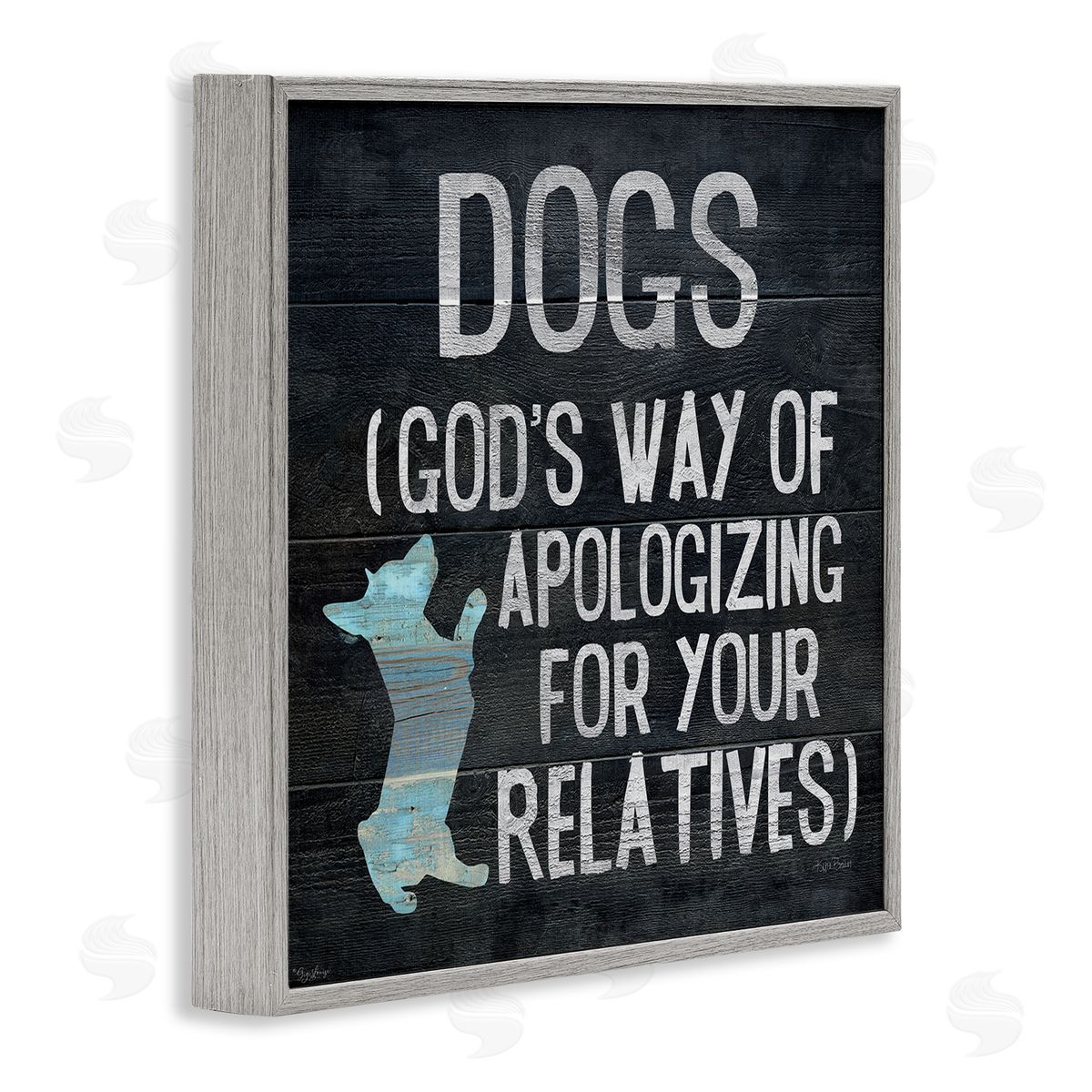 Dogs are God's Apology Phrase Grey Frame Print Wall Art, Home Decor by Gigi Louise