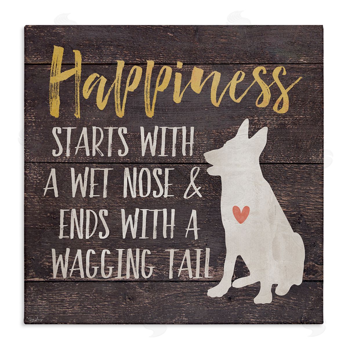 Happiness with a Wet Nose Canvas Wall Art, Home Decor by Gigi Louise