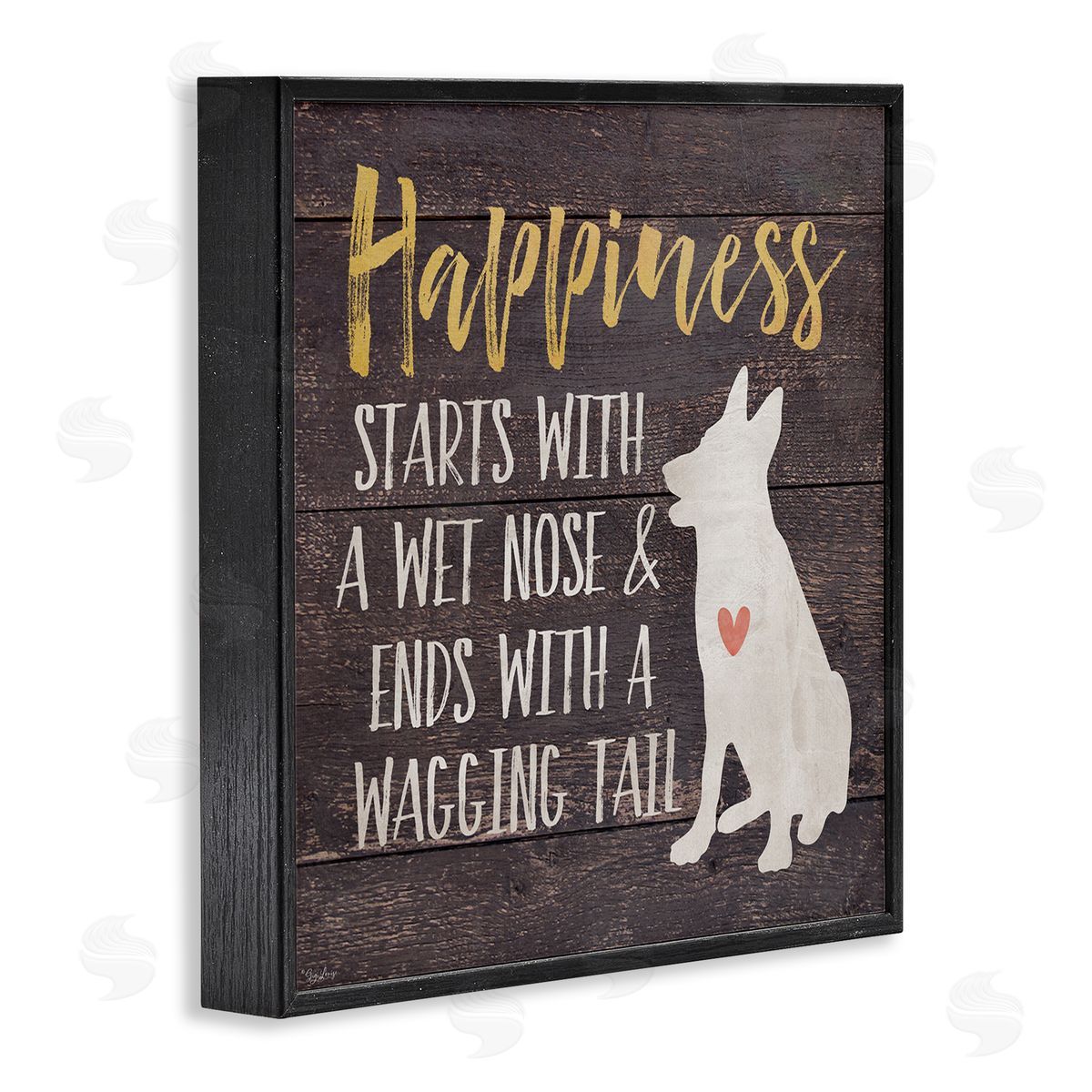 Happiness with a Wet Nose Black Frame Print Wall Art, Home Decor by Gigi Louise