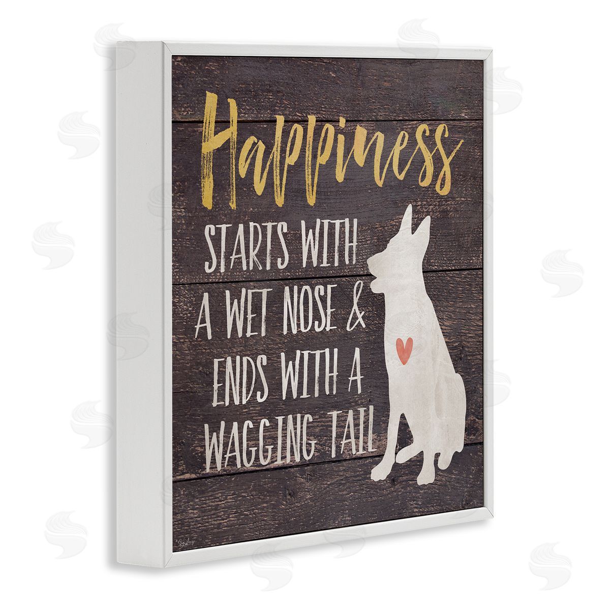 Happiness with a Wet Nose White Frame Print Wall Art, Home Decor by Gigi Louise